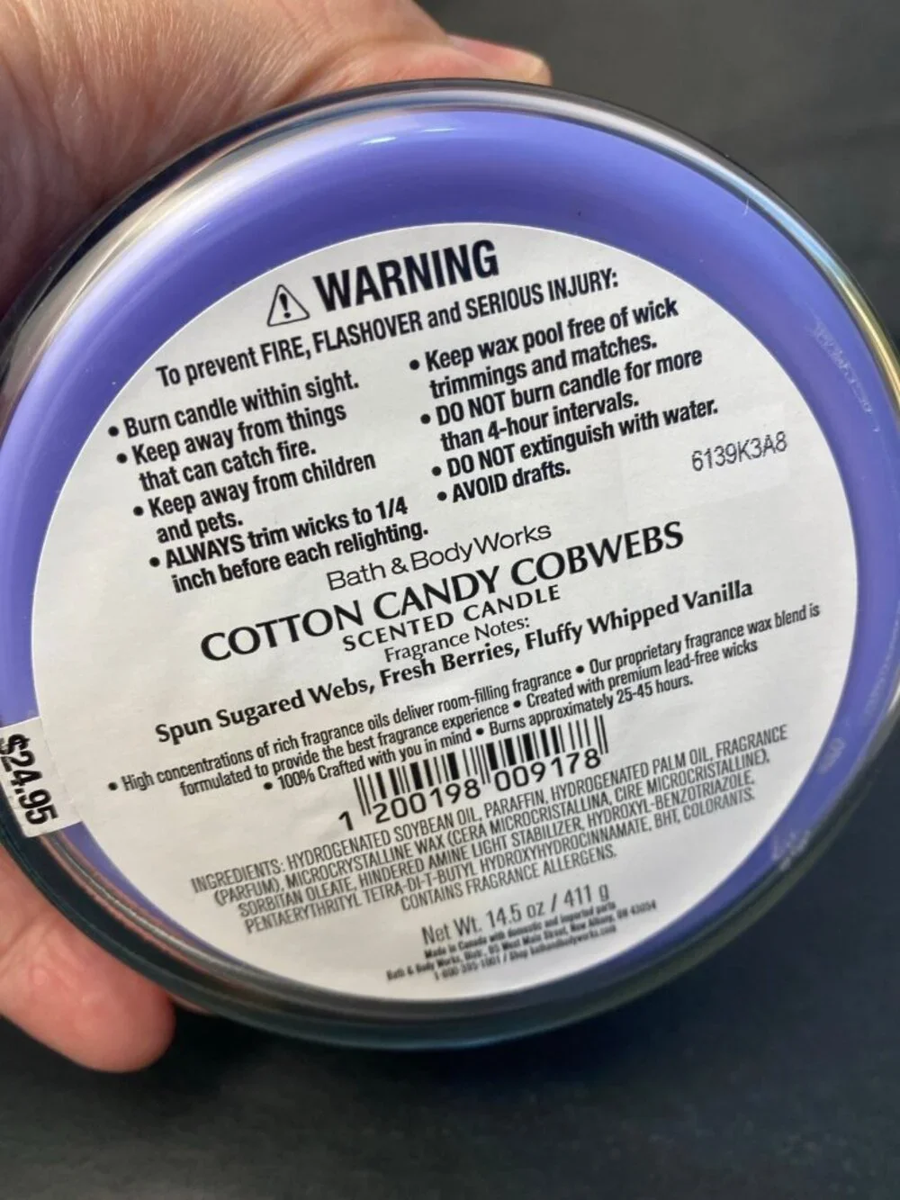 Halloween “Cotton Candy Cobwebs” Bath & Body Works New 3 Wick Candle